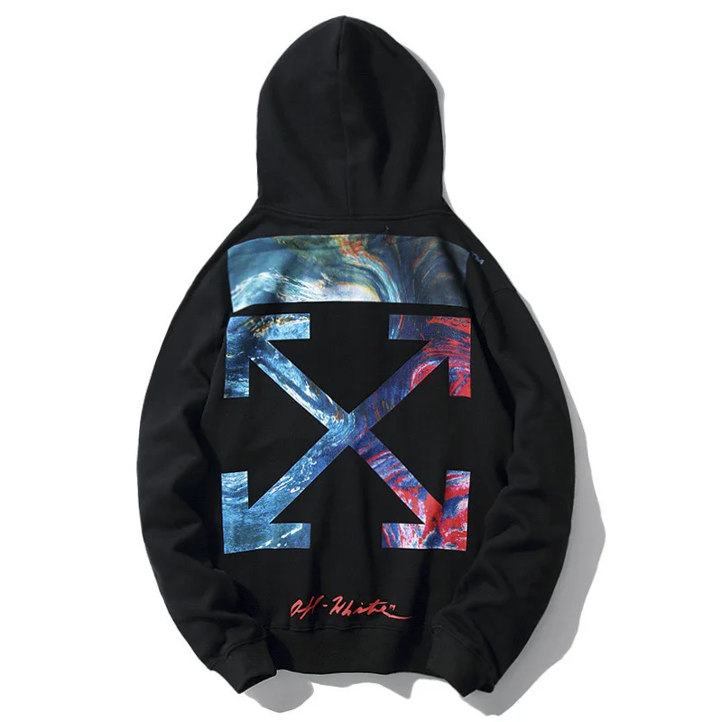 

19ss Xi'an limited gradient star graffiti arrow print Pullover Hooded ow sweater
