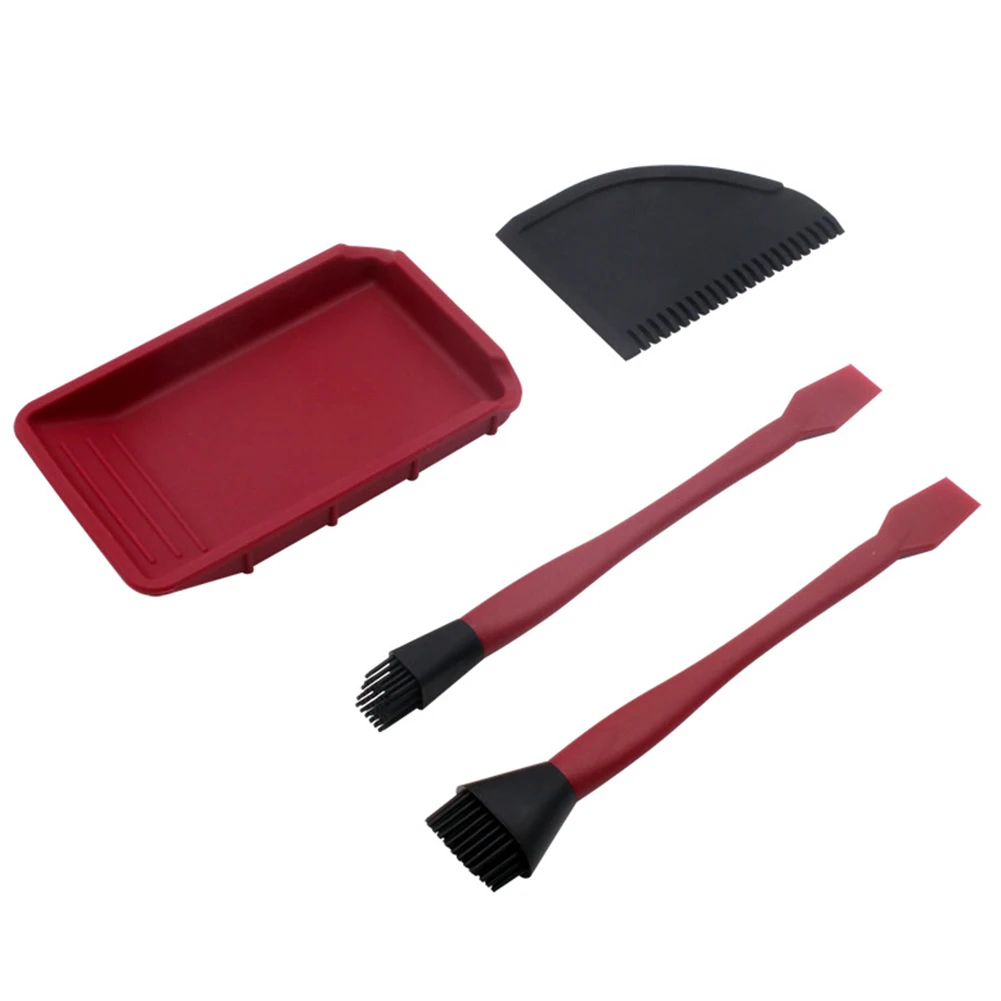 

4pcs Wide Brush Narrow Brush Flat Scraper Silicone Woodworking Glue Tools Kit Scraper Board Carpenter Coating Gluing Tool