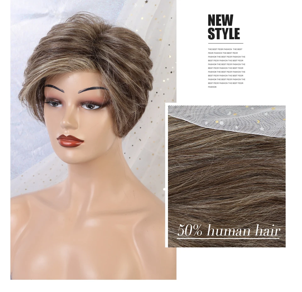 Haircube синтетические парики на кружеве 6 дюймов 50% человеческие волосы смесь Pixie Cut короткие волосы парик с натуральной линией волос для женщин 4 цвета
