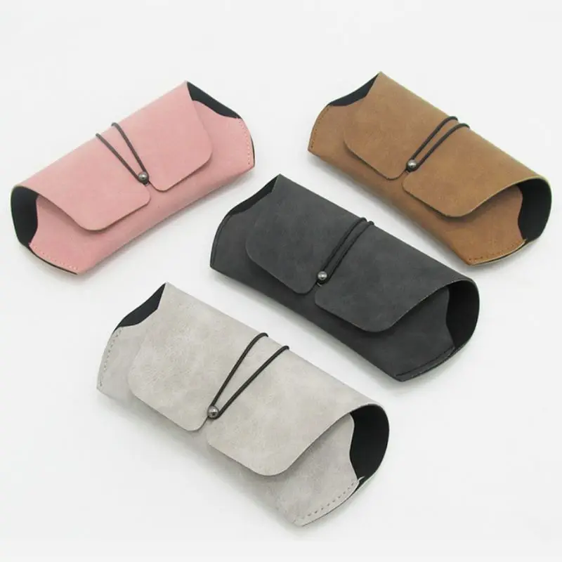 Creative Buckle Glasses Case Pack Myopia Eyeglasses Box Retro Anti-pressure Portable Matte Leather Sunglasses Storage Boxes | Аксессуары