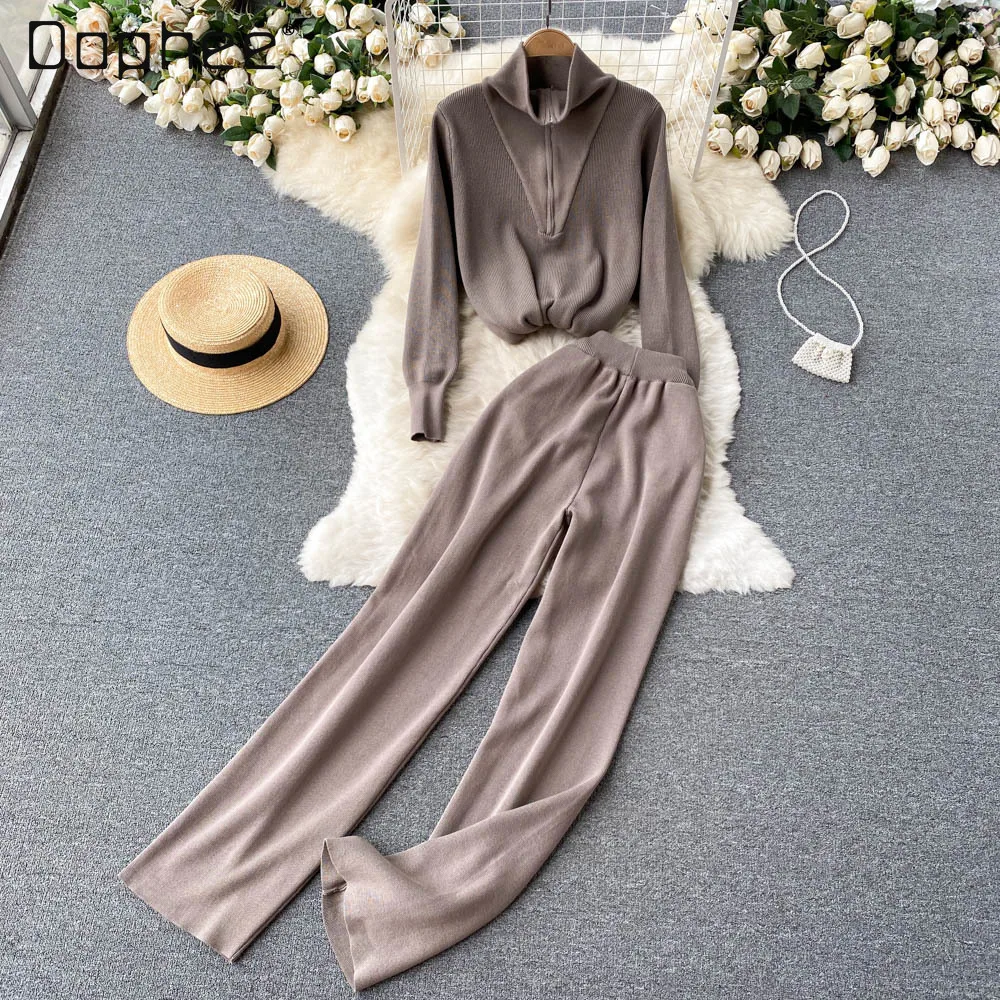 

2 шт., Женский трикотажный свитер с высокой талией, на молнии