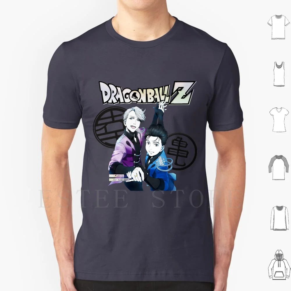 On Ice X Z T Shirt Cotton Men Diy Print Yoi Yuuri Katsuki Viktor Nikifrov Dbz Crossover Anime Joke | Мужская одежда