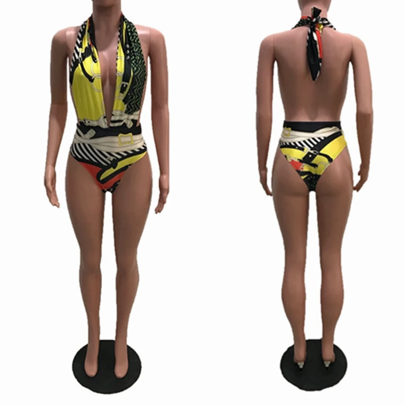 

Summer One Piece Swimsuit Women Swimwear Bikini 2019 New Printed Cover Up Beachwear Coverups Bathing Suit Sarong Tunics