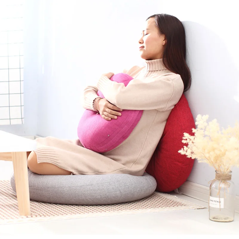 Съемная и моющаяся круглая подушка для сиденья из хлопка льна с сердечником