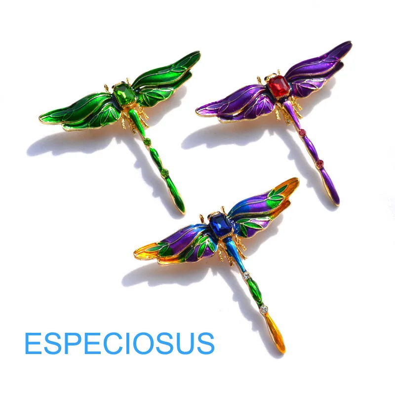 

Women Fashion Jewelry Ornament Mix Color Painted Brooch Crystal Dragon fly Brooch Gold Color Giraffe Breast Pin Overcoat Garment
