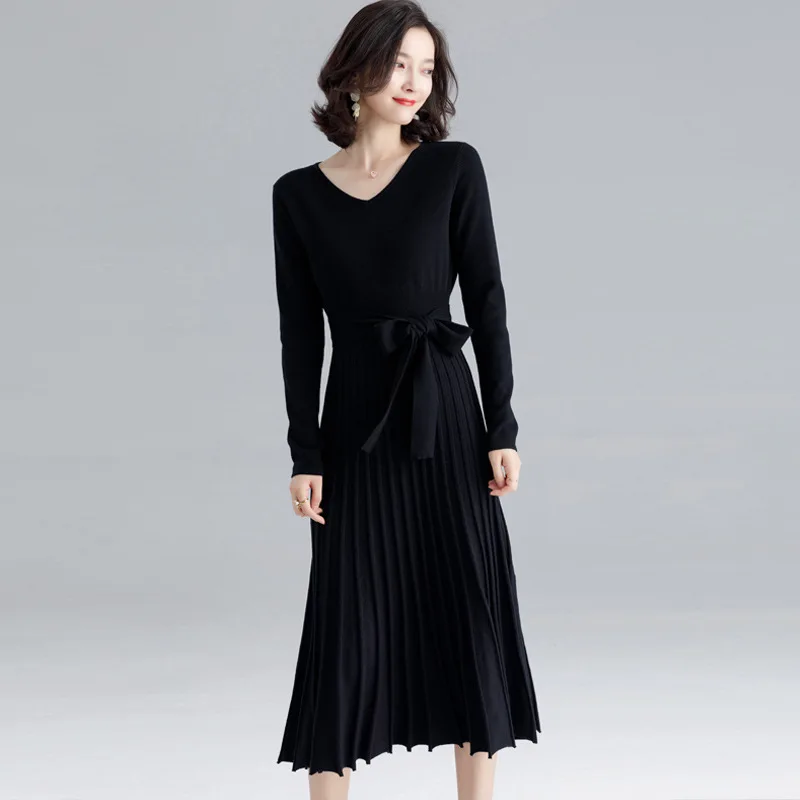 Высококачественное женское трикотажное платье осень-зима большое