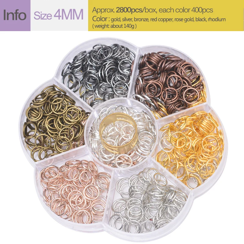 

1box Jewelry Findings Tool Set Alloy Open Jump Rings For DIY Jewelry Making 3mm 4mm 5mm 6mnm 7mm 8mm 10mm