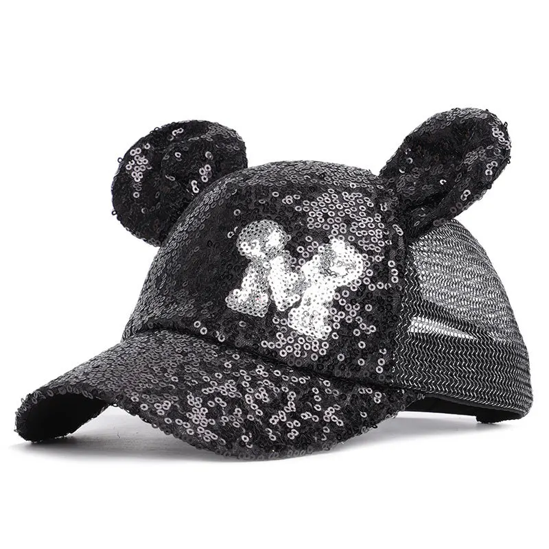 Детские бейсболки Disney с Микки Маусом Кепка блестками и надписью M в стиле хип-хоп