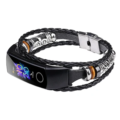 Black strap Для honor band 5 4 кожаный ремешок для huawei honor band 5 NFC оксиметрические сменные браслеты модный ремешок для honor band 4 - Цвет: Black strap