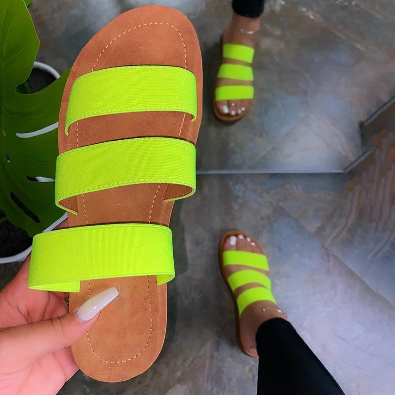

Women's slippers fluorescent ladies shoes summer beach PU casual ladies fashion sandals