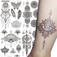 women waterproof temporary tattoo sticker mandala flower tattoos rose peonies body art water transfer clavicle temporary tattoo
