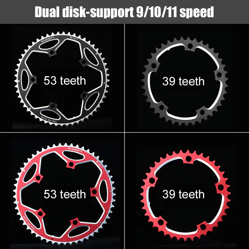 Двойная круглая велосипедная Звездочка из алюминиевого сплава 53T-39T для