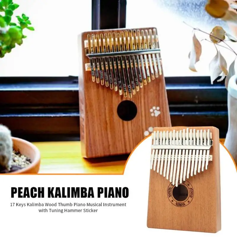 

Kalimba Thumb Piano 17 Keys Wood Mahogany Thumb Piano Musical Instrument with Tuning Hammer For Beginners