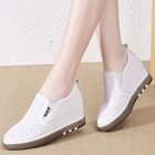 Роскошная кожаная женская повседневная обувь с невидимой внутренней частью, женская обувь на платформе, уличная модная прогулочная обувь для женщин