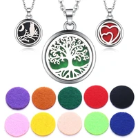 tree of life stainless steel aroma diffuser fashion necklace essential oils aromatherapy perfume locket pendant jewelry send pad