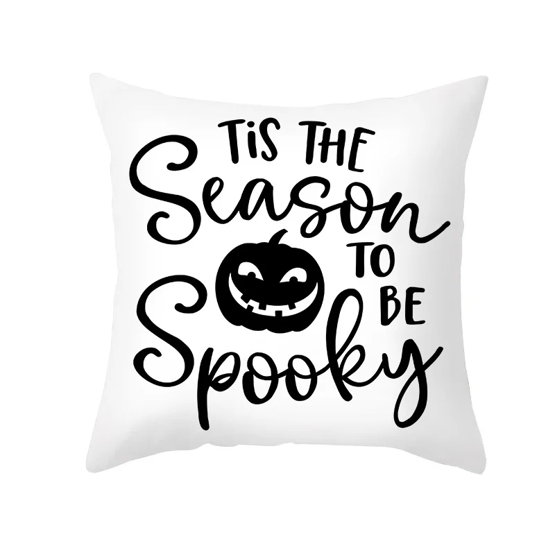 

Halloween Pillow Cover Pumpkin Letter Peach Skin Fabric Pillow Cushion Cover Home