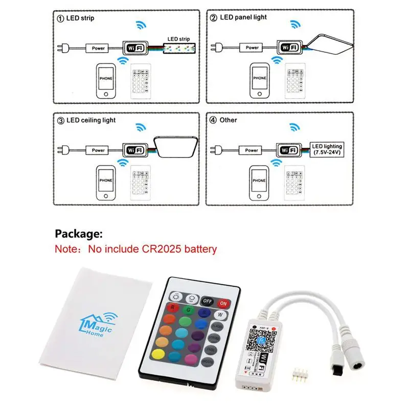 Wi-Fi цветная (RGB) Управление Для Светодиодный светильник полоски работает со