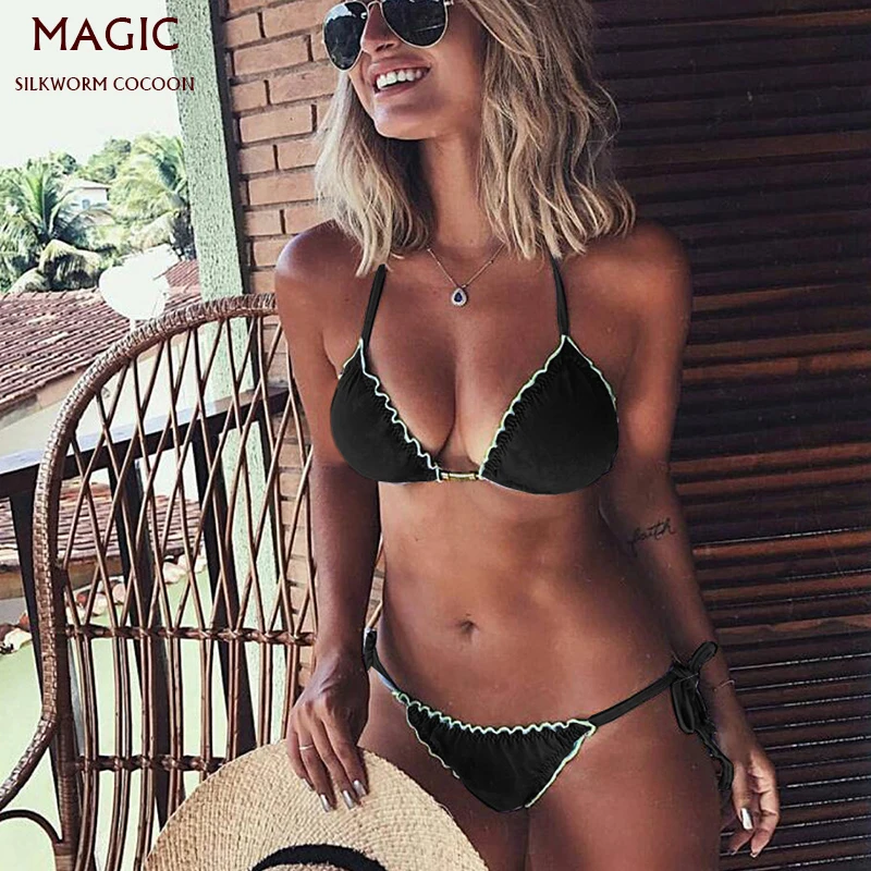 Новый высококачественный золотистый бархатный комплект бикини для женщин с