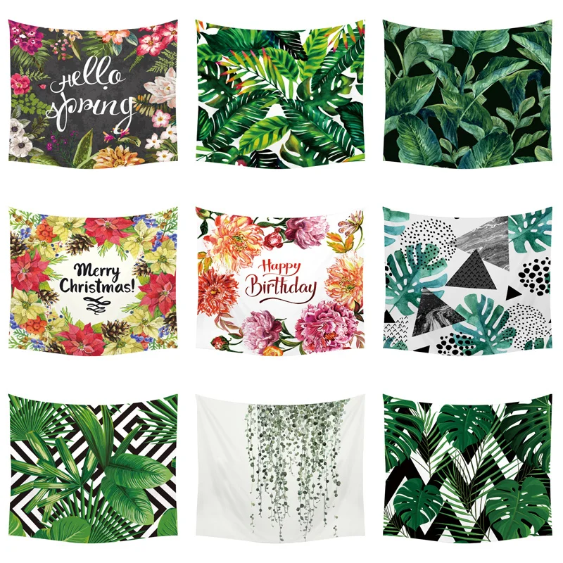 

Tropical Plant Pattern Cloth Wall Hanging Polyester Tapestry Leaves Mandala Art Carpet Blanket Beach Towel Yoga Wall Tapestry