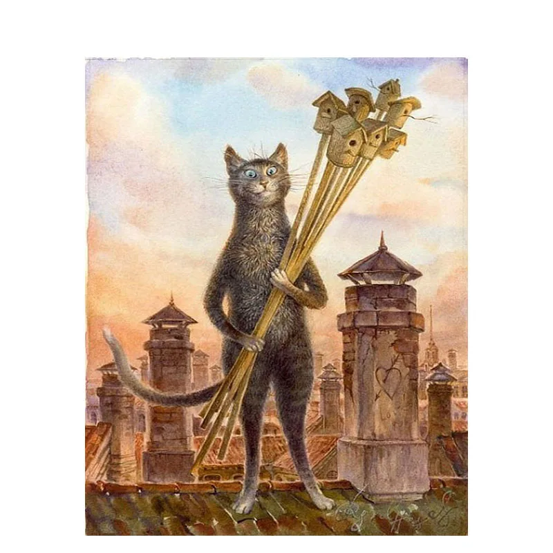 

Oil Painting By Number Cat Animal On Canvas With Frame Handmade Acrylic Paint Color Drawing DIY Craft Kits Adults Home Decor Art
