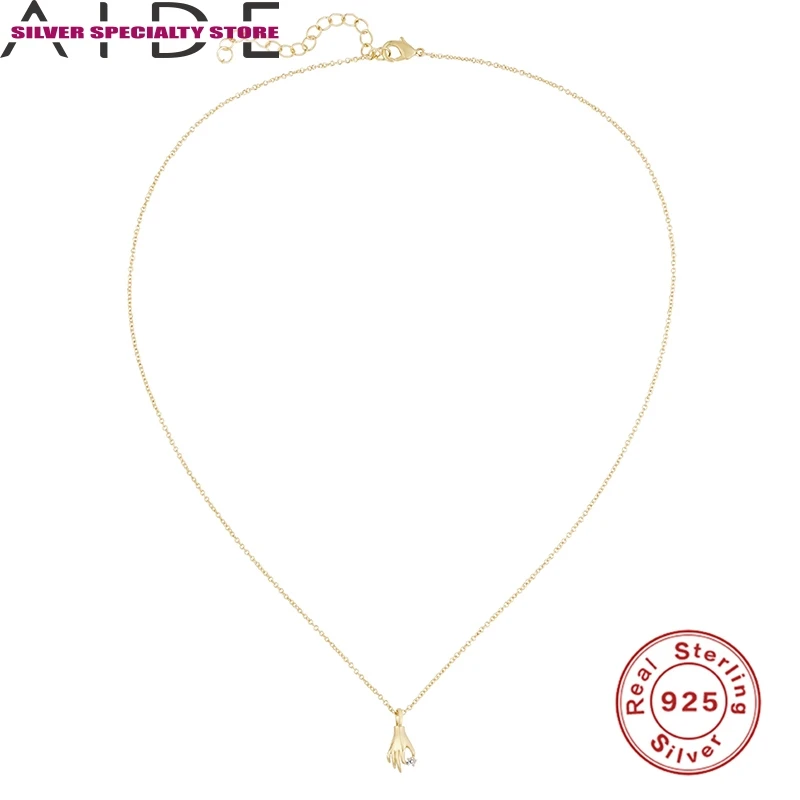 

AIDE 925 Sterling Silver Necklace For Women 2020 Fine Jewelry Female Choker Gold Chain Charms Collares Bijoux Collar Girl Gifts