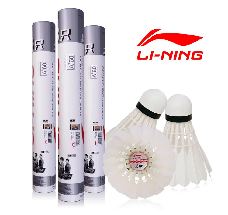105 шт = 7 трубок Li-Ning бренд А+ 60 Волан для бадминтона гусиное перо Птички летающие стабильно прочные Li Ning Battledore L658-7K03