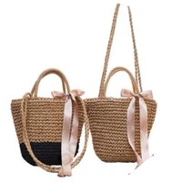 hand woven bag bohemian portable handmade weaving bags women beach straw bag rattan basket handbags travel totes