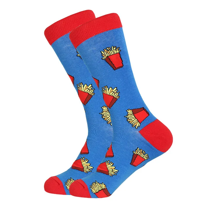 LETSBUY/1 пара, хлопковые мужские носки, Harajuku, цветные, Веселый день, медведь, рыба, длинные, теплые, нарядные носки для мужчин, для свадьбы, Рождества - Цвет: 1800C