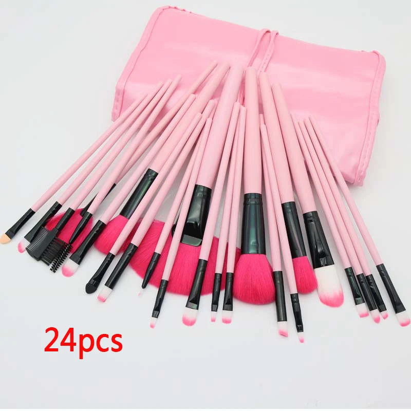 24pcs- pink 32 шт. кисти для макияжа, набор инструментов, тени для век основа для макияжа лица Косметическая пудра подводка для глаз с ресницами, губами кисточки шерсть кисть макияж кисти Красота инструмент - Handle Color: 24pcs- pink