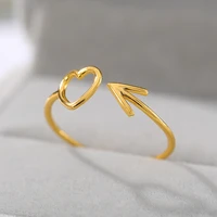 love with cupid arrow adjustable rings for women fashion stainless steel heart ring for lover girls christmas jewerly gifts
