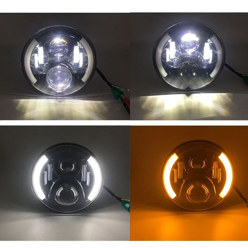 

DOT 7'' LED Headlight Housing Bracket For Chopper Cafe Racer Bobber Curisers 7 inch Motorcycle headlamp DRL Halo Angel Eyes