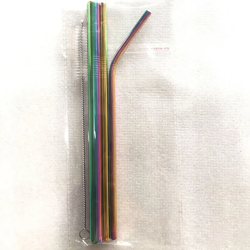 

4Pcs Stainless Steel Straw Metal Straws 21.5 cm Reusable Straw Drinking Straws Set with Cleaner Brush For Mugs
