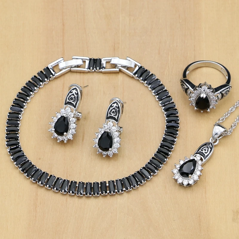 Женский комплект украшений из серебра 925 пробы Комплект сережек Кулонов колец