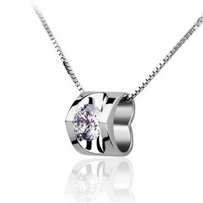

Goldria 925 Sterling Silver Love-Shape Zircon Crystal Pendant NoChian Necklace &Pendant For Women Fine Jewelry Collares VNS8126