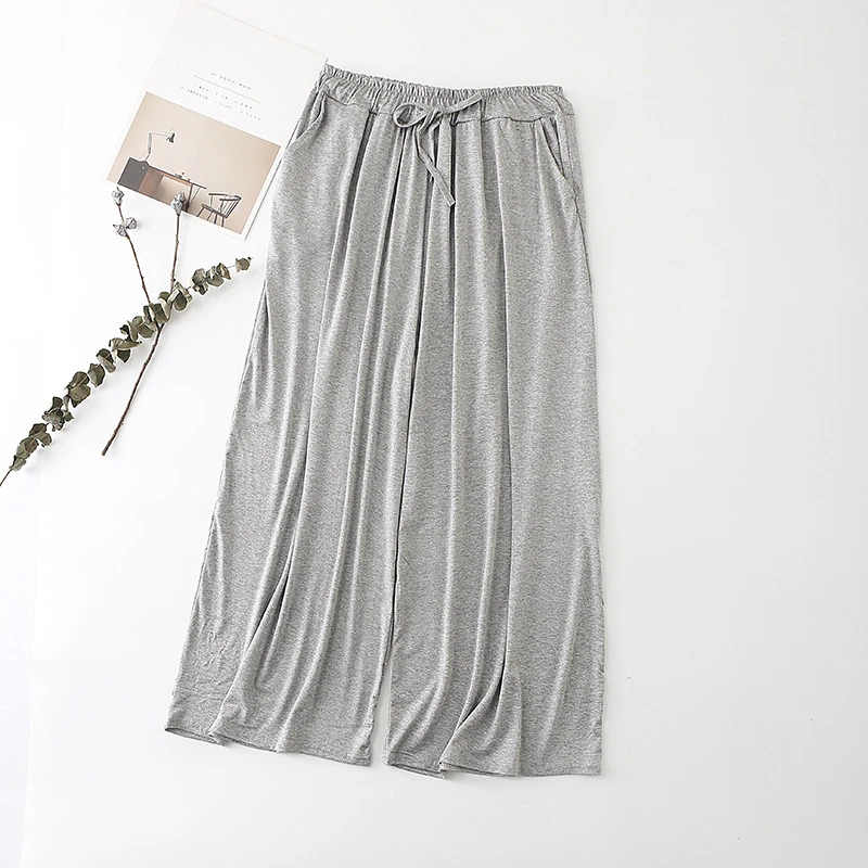 

Summer Girl Trousers Modal Loose Thin Grey Wide Leg Pants Casual Lace Up Cropped Pants Female Plus Size Gray Cool Stretch Pants
