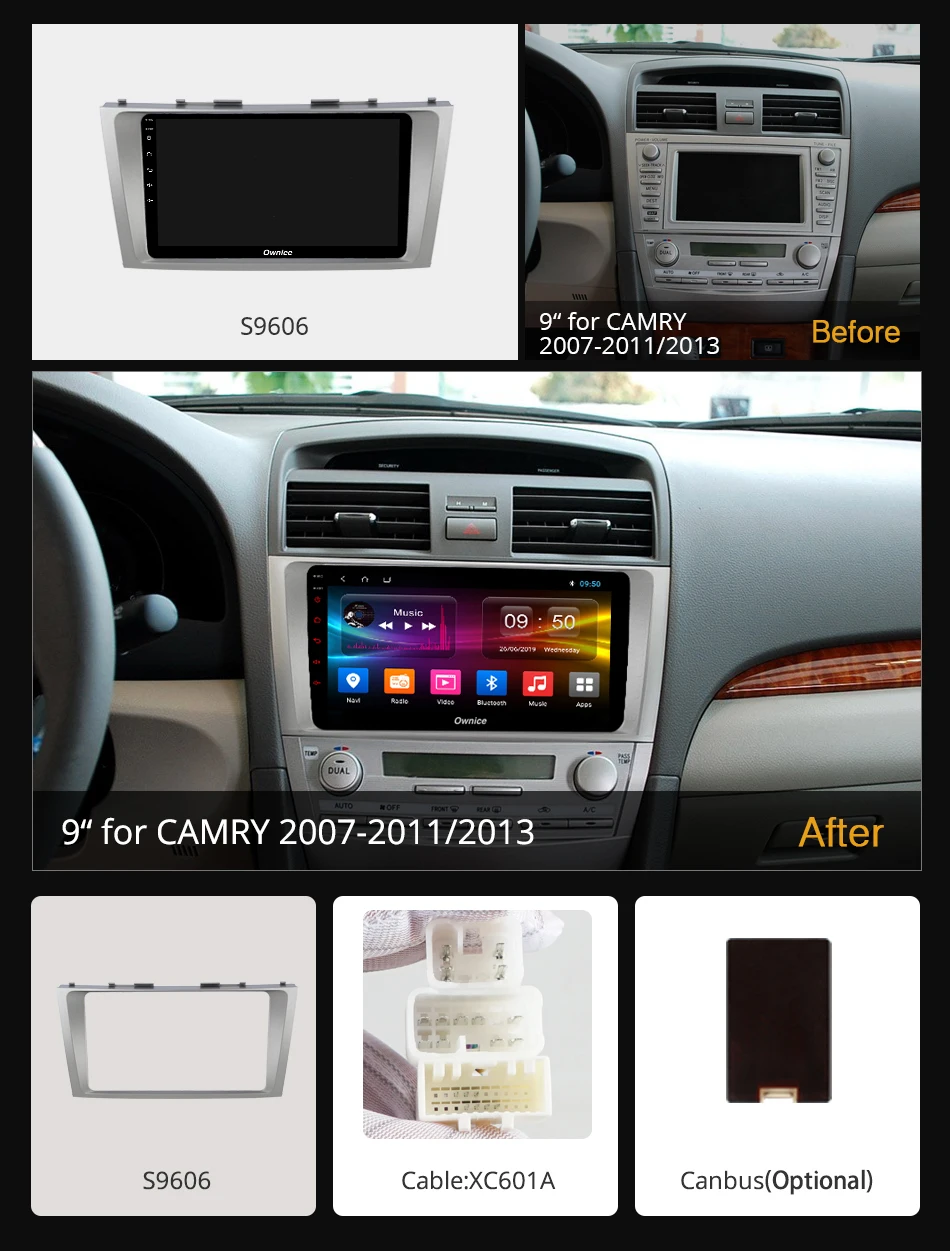Ownice K3 K5 K6 2 din Car Dvd Android 9.0 For Toyota Camry 2007 - 2011 / 2013 2Din Radio Stereo 4G LTE DSP 360 Panorama Optical |
