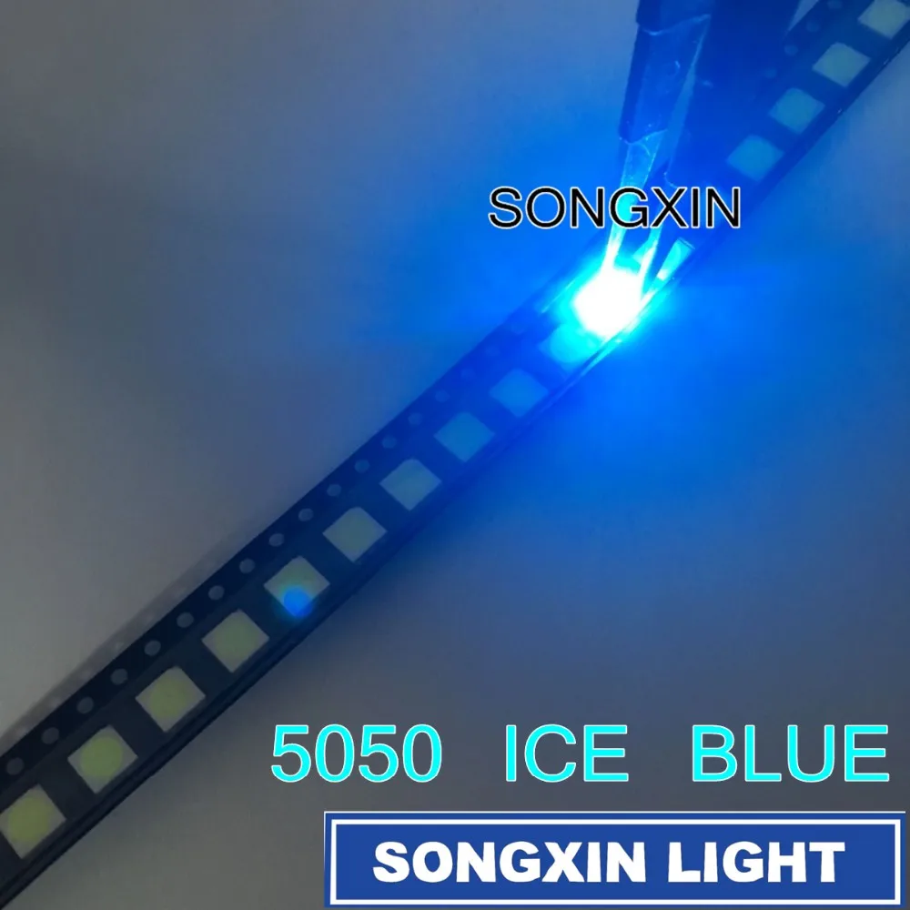 2000 шт 5050 лед синий smd СИД Plcc 6 Небесно Голубой прозрачный диод 5 0*5 0 мм чип