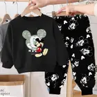 2021 детский хлопковый комплект из 2 предметов с изображением Микки Мауса, Детская футболка с длинным рукавом и длинные брюки, детская модель