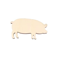 lucky pig shape mascot laser cut christmas decorations silhouette blank unpainted 25 pieces wooden shape 0034