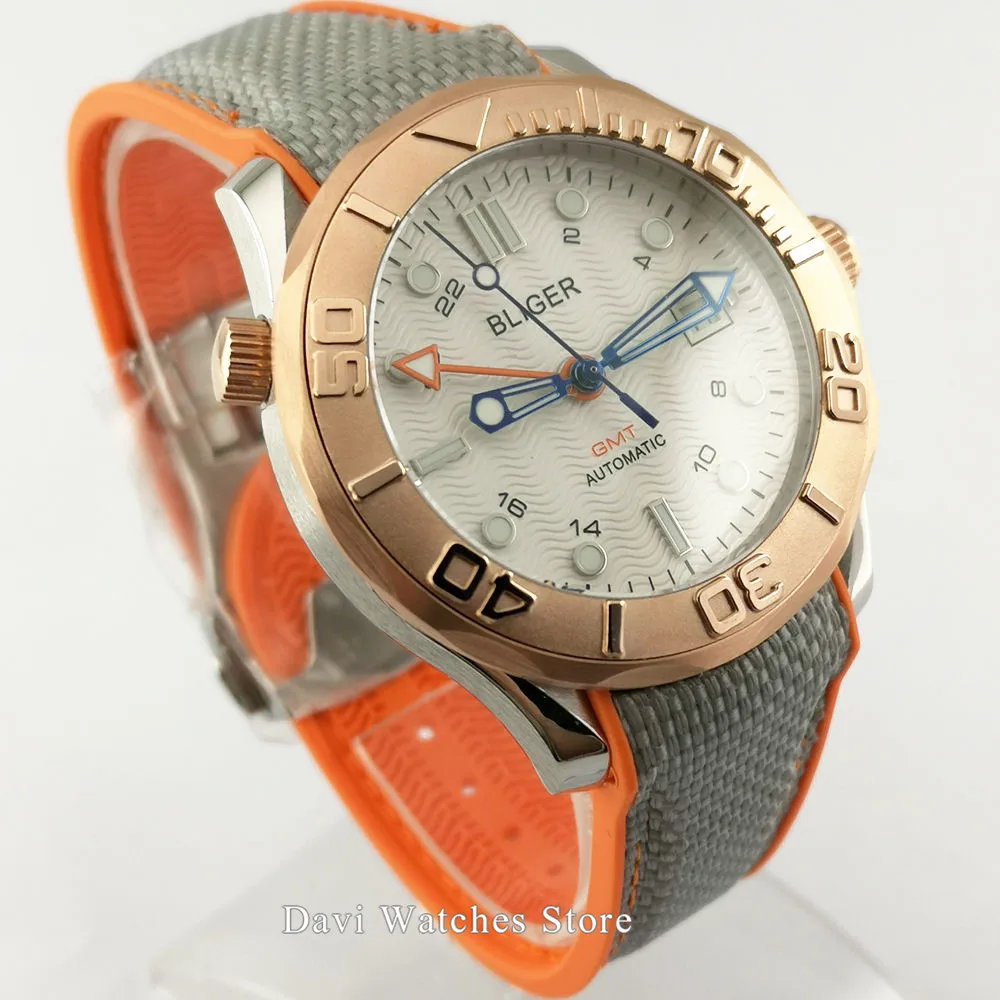 Мужские автоматические часы Bliger 41 мм с белым циферблатом | Наручные