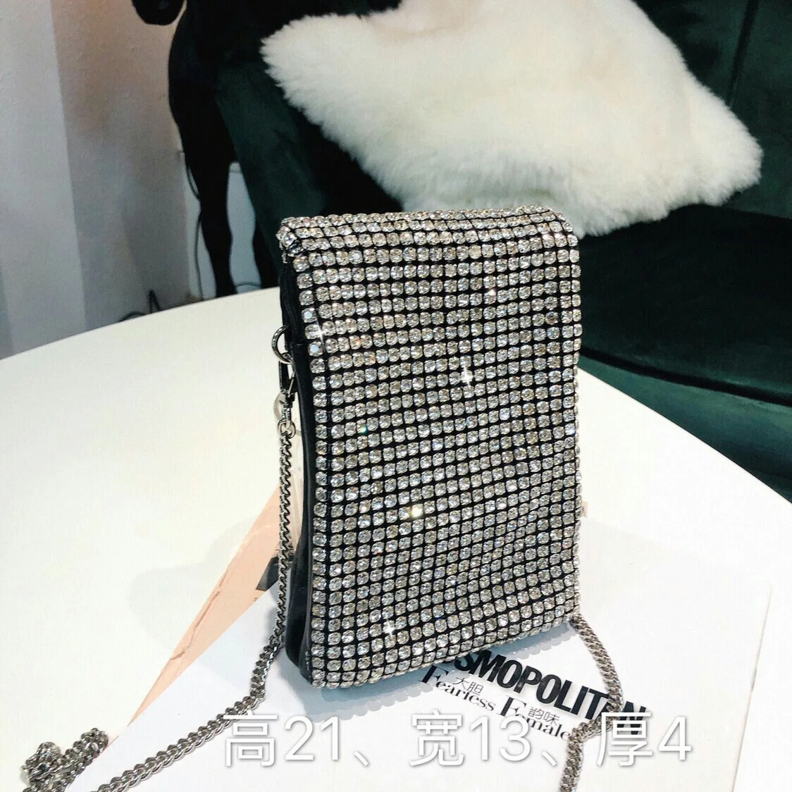 Water Drill Bag Small Square Bag with Cover Mobile Phone Bag One Shoulder Slant Bag Female