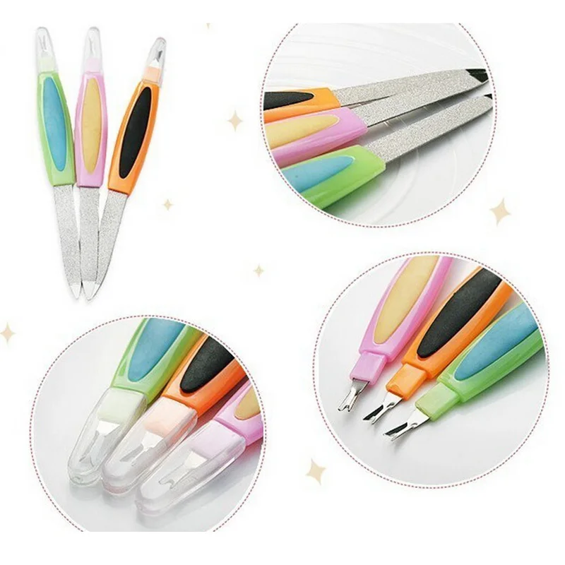 

1pc Handle Metal Double Sided Nail Files Strong Edge Manicure Grooming Beauty Pedicure Tool