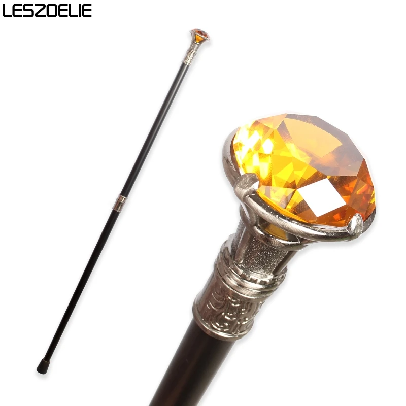 

Оранжевые бриллиантовые модные трости для мужчин, ручка с янтарным кристаллом, трости для женщин и девушек, трость для косплея