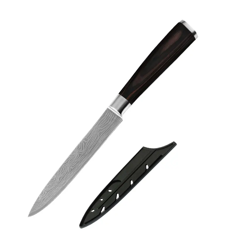 5 inch Utility Knife Набор ножей из нержавеющей стали Santoku 8 дюймов поварские ножи с ножками дамасский узор Кухонные гаджеты Инструменты Посуда Ножи держатель - Цвет: 5 inch Utility Knife