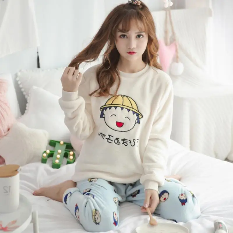 Женские пижамные комплекты бархатная Пижама кораллового цвета с мультяшным