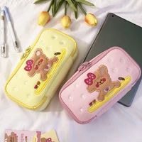 cartoon ins korea fashion bear cosmetic cases cute student pencil bag case holder large capacity home storage girls case high