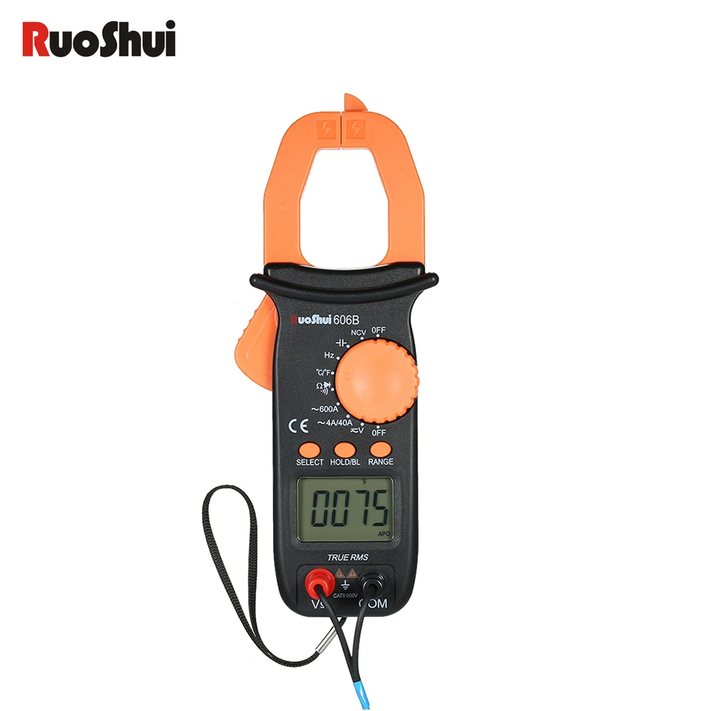RuoShui606B цифровой клещи Ручной Автоматический диапазон токовые измерительные щипцы вольтамперная электрическая Емкость тестер зажим мультиметр токовые клещи