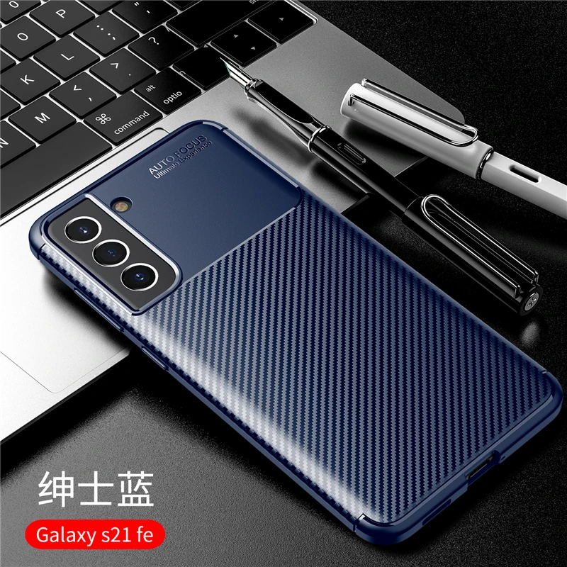 For Samsung Galaxy S21 FE Case For Samsung S21 FE Cover Rubber Carbon Silicone Matte Funda Protective Soft Case Galaxy S21 FE