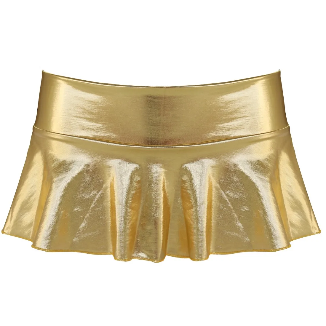 

Women Shiny Patent Leather Mini Skirt with Inside Panties Nightclub Party Festival Rave Stage Performance Pole Dance Costume
