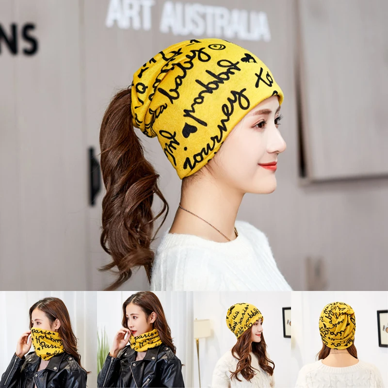 

Women Fashion Beanie Skullies Letter Casual Cotton Hat Double Used Warm Head Cap For Girl's Spring Autumn Bone Confinement cap